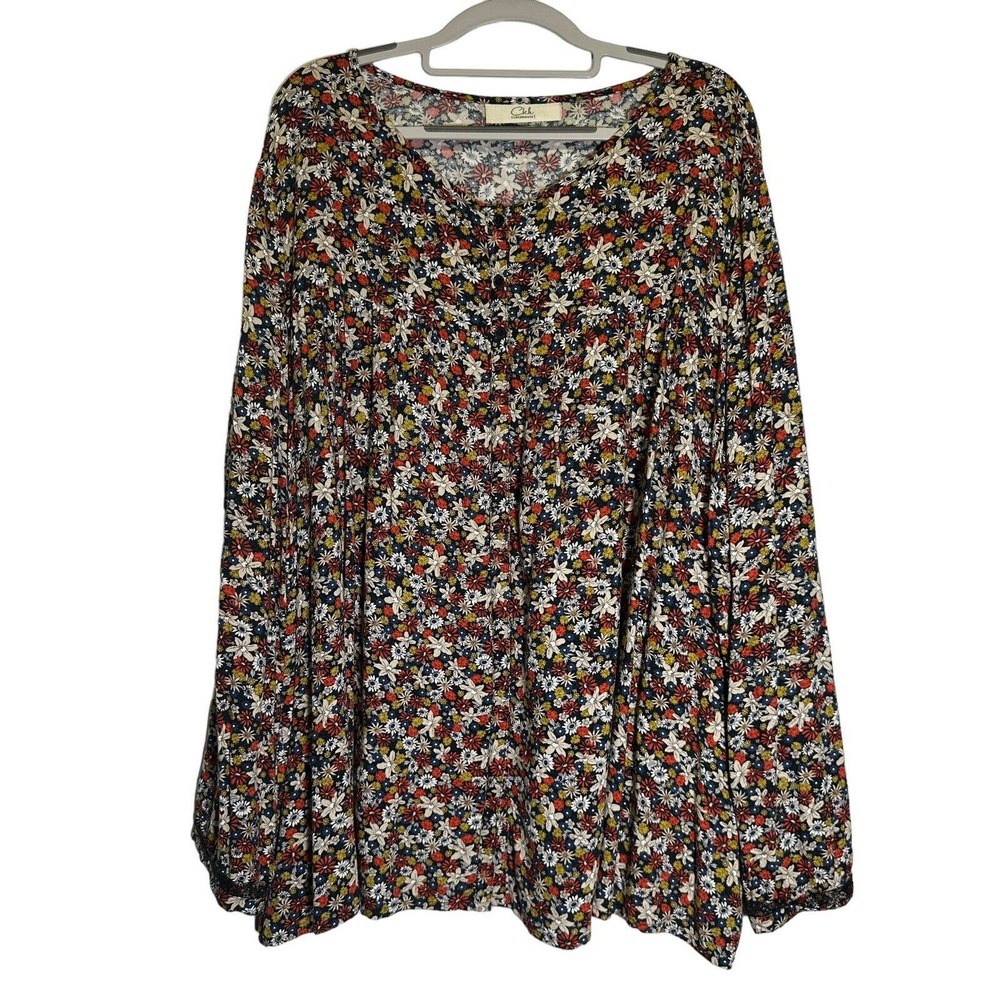 Ckh Clockhouse Floral Shirt Women's Size 3XL Soft Long Sleeve